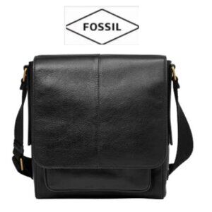 Fossil Kayden Black Leather Crossbody Bag SBG1324001 (M)